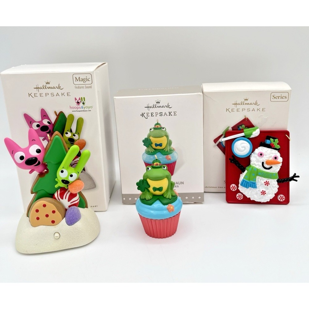 Hallmark Keepsake Christmas Ornament Lot 3 Snowman Leprechaun Hoops & Yoyo